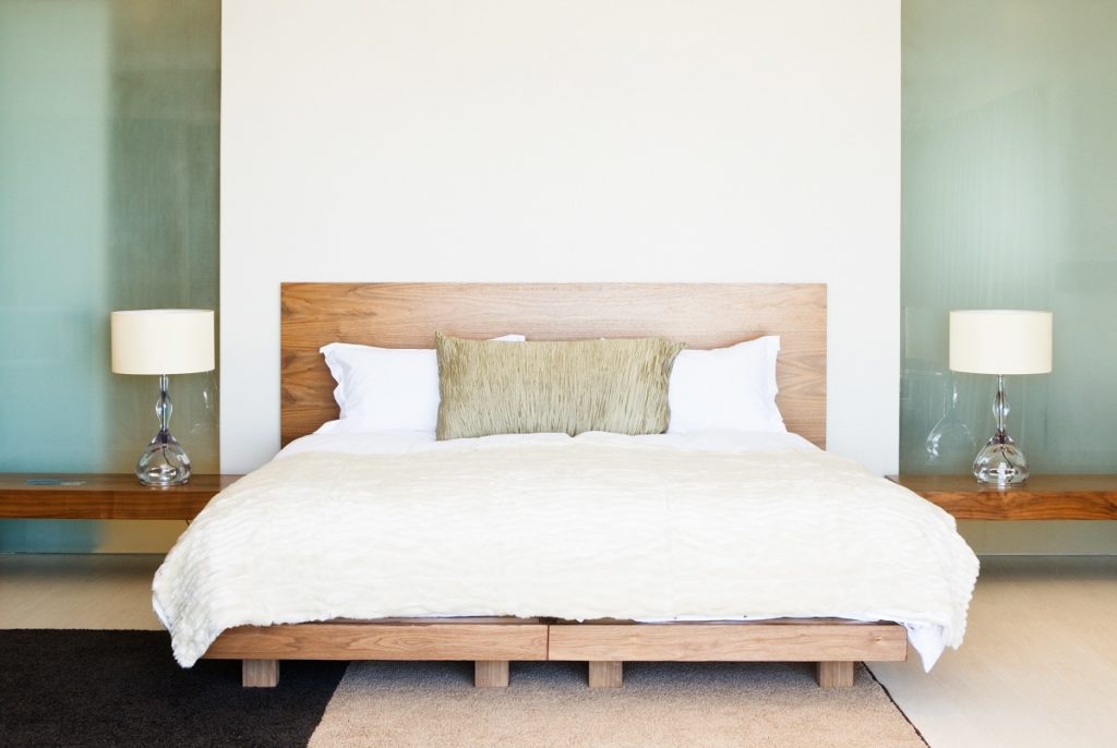 Simple wood frame bed