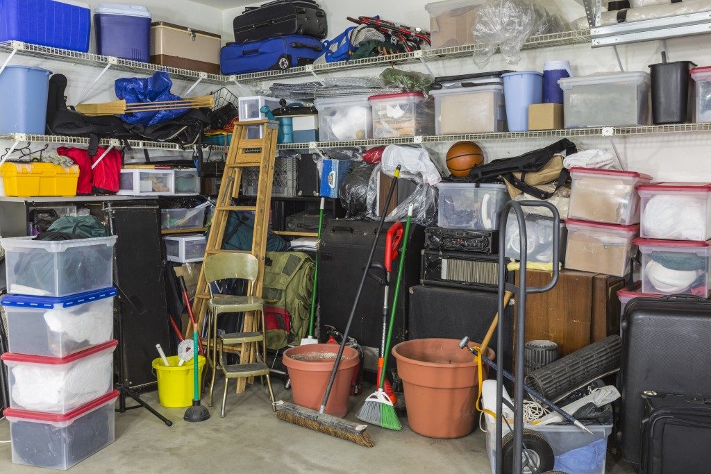 cluttered home storage room