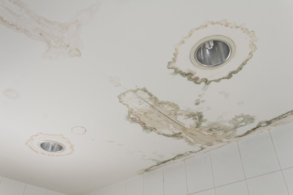Damaged ceiling due to water damage