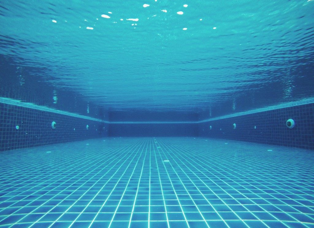 Beneath the swimming pool