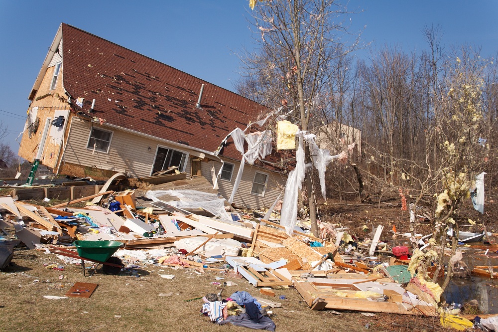 a house damaged by a tornado
