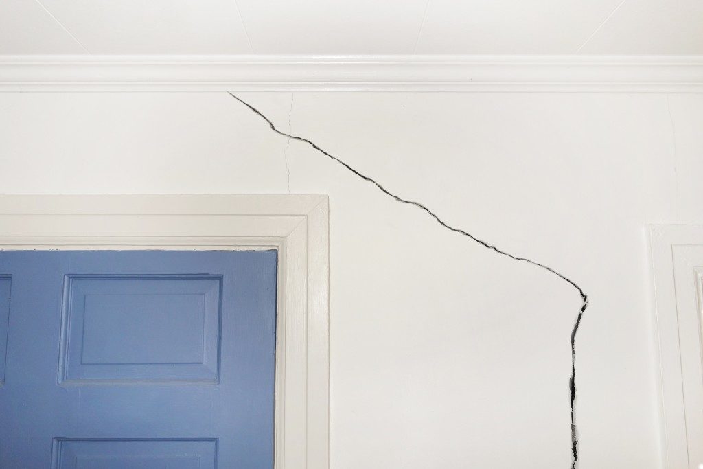 White wall with crack