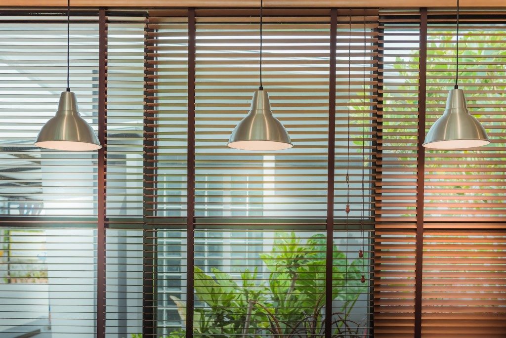 Glass window with blinds