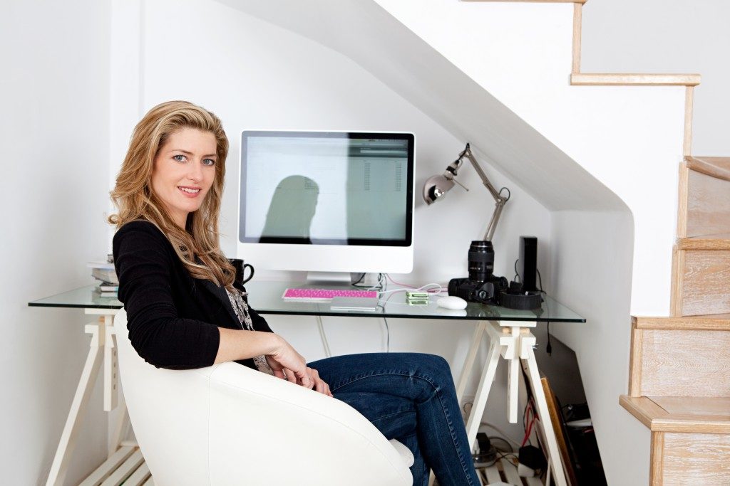 Photographer in her home office