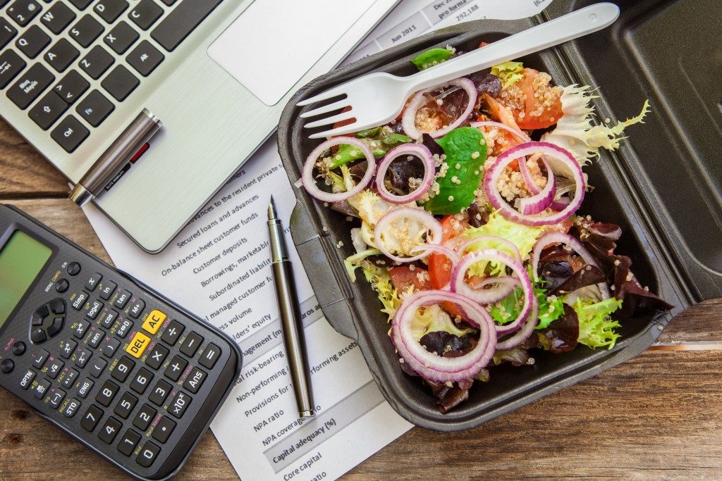 Salad on office desk