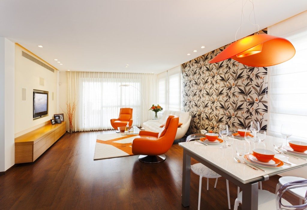 orange themed apartment