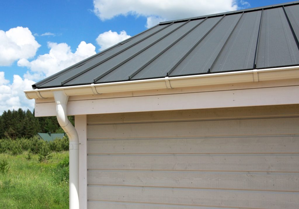 metal roofing with downspout