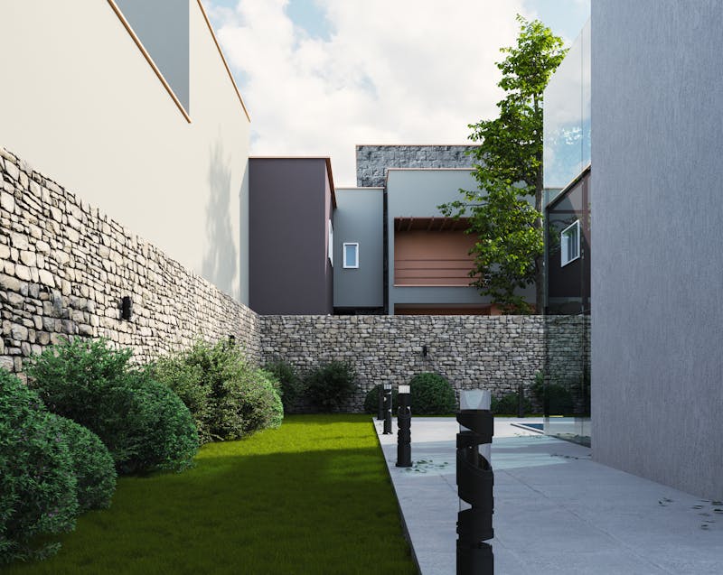 fence with landscaping